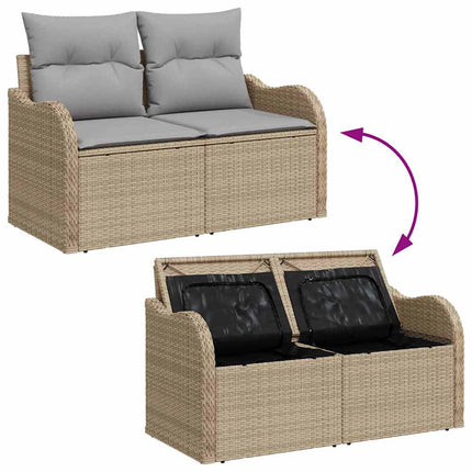 Havesofa Sæt 6 stk. Beige Poly rattan