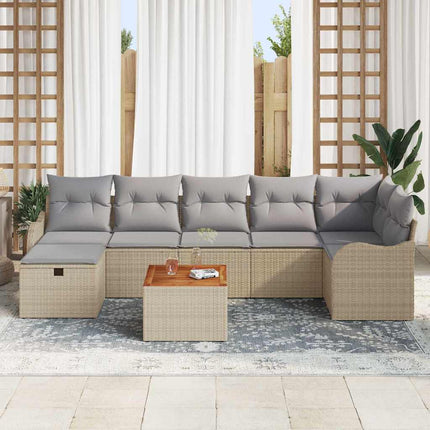 Havesofa Sæt 8 stk. Beige Poly rattan
