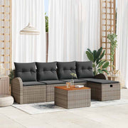 Havesofa Sæt med pude med opbevaring 6 pcs Grå Poly rattan