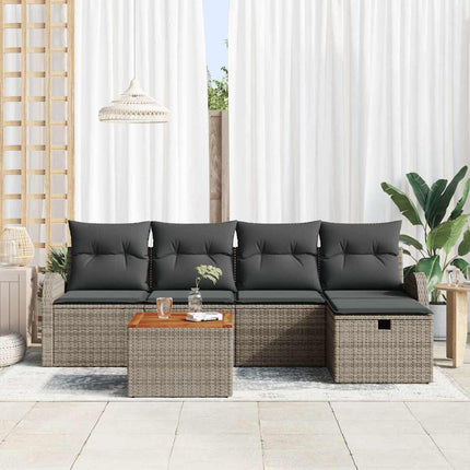 Havesofa Sæt 6 stk. Grå Poly rattan