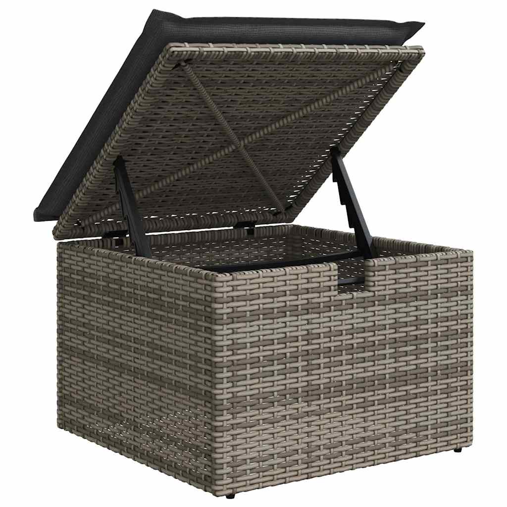 Havesofa Sæt med pude med opbevaring 6 pcs Grå Poly rattan