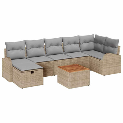 Havesofa Sæt 8 stk. Beige Poly rattan