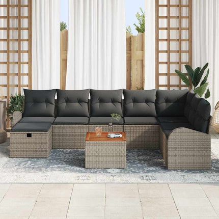 Havesofa Sæt 9 stk. Grå Poly rattan