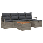 Havesofa Sæt med pude med opbevaring 6 pcs Grå Poly rattan