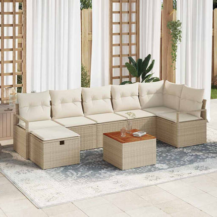 Havesofa Sæt 8 stk. Beige Poly rattan