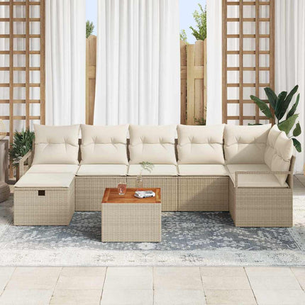 Havesofa Sæt 8 stk. Beige Poly rattan