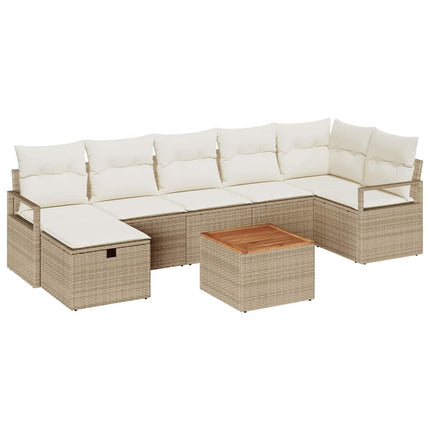 Havesofa Sæt 8 stk. Beige Poly rattan