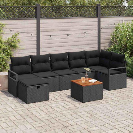 Havesofa Sæt 8 stk. Sort Poly rattan