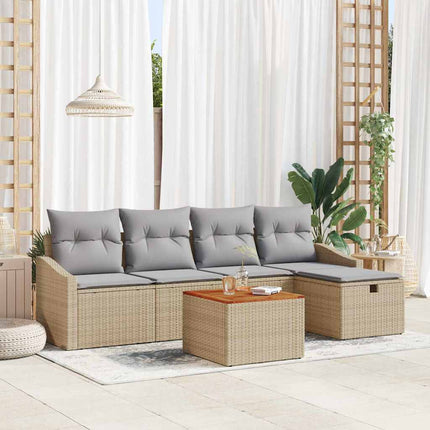 Havesofa Sæt 6 stk. Beige Poly rattan