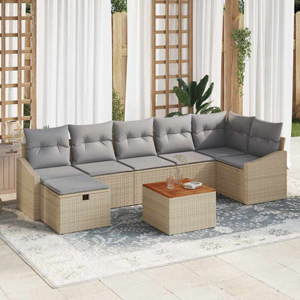 Havesofa Sæt 8 stk. Beige Poly rattan