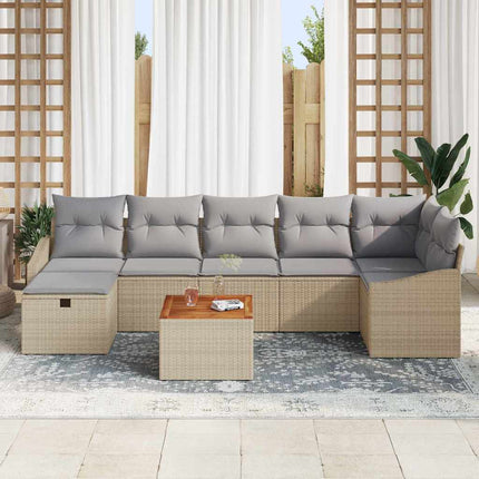 Havesofa Sæt 8 stk. Beige Poly rattan
