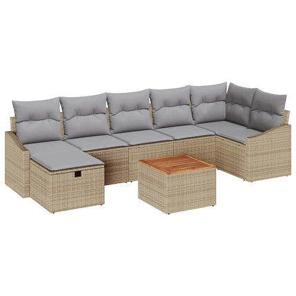 Havesofa Sæt 8 stk. Beige Poly rattan