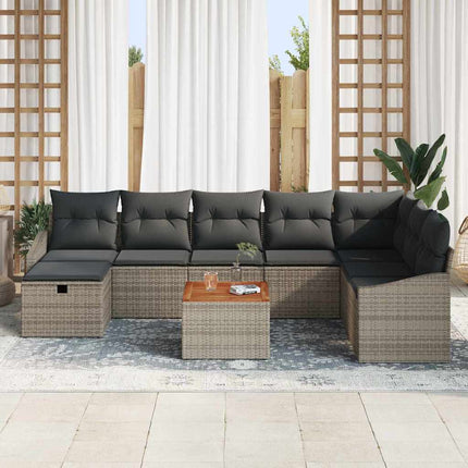 Havesofa Sæt 9 stk. Grå Poly rattan