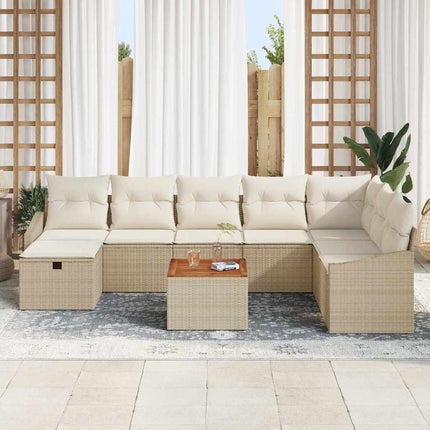 Havesofa Sæt 9 stk. Beige Poly rattan