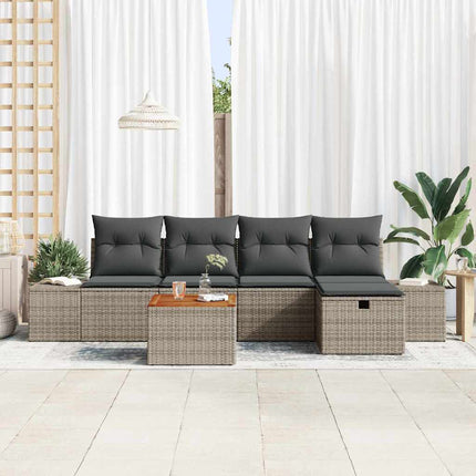 Havesofa Sæt 6 stk. Grå Poly rattan