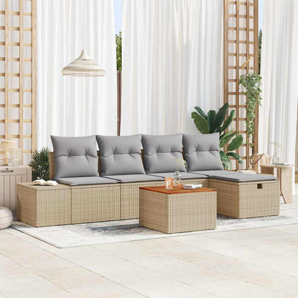 Havesofa Sæt 6 stk. Beige Poly rattan