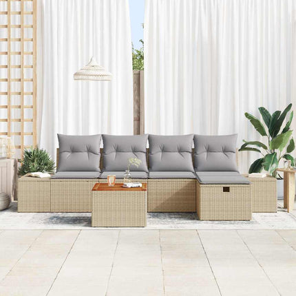 Havesofa Sæt 6 stk. Beige Poly rattan