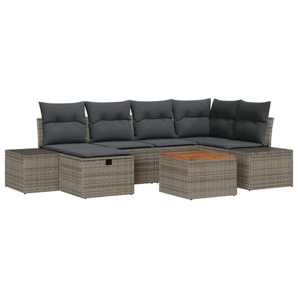 Havesofa Sæt 7 stk. Grå Poly rattan