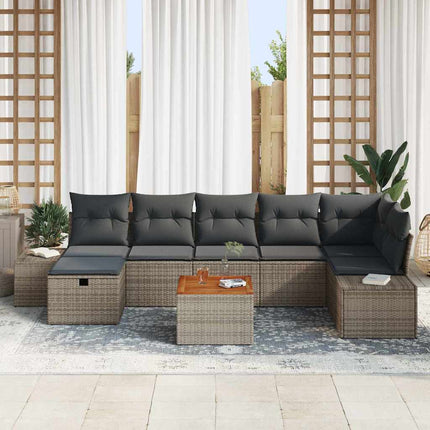 Havesofa Sæt 8 stk. Grå Poly rattan