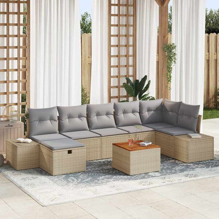 Havesofa Sæt 8 stk. Beige Poly rattan