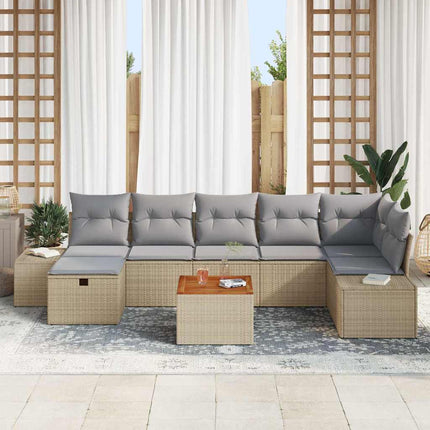 Havesofa Sæt 8 stk. Beige Poly rattan