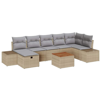 Havesofa Sæt 8 stk. Beige Poly rattan