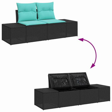 Havesofa Sæt 8 stk. Sort Poly rattan