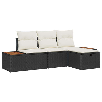 Havesofa Sæt 4 stk. Sort polyrattan