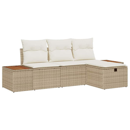 Havesofa Sæt 4 stk. Beige polyrattan