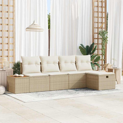 Havesofa Sæt 6 stk. Beige polyrattan