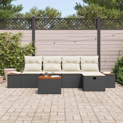 Havesofa Sæt 6 stk. Sort polyrattan