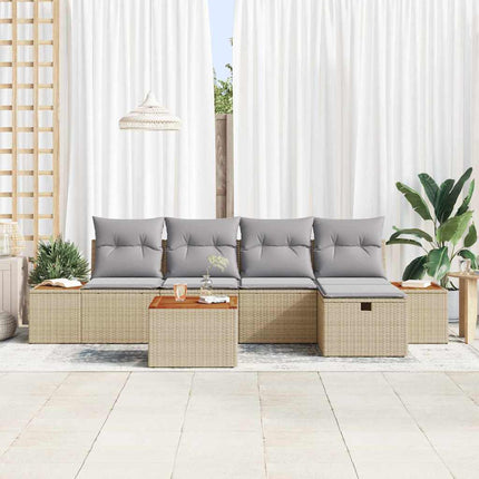Havesofa Sæt 6 stk. Beige polyrattan