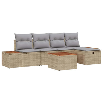Havesofa Sæt 6 stk. Beige polyrattan
