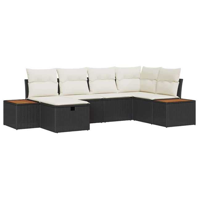 Havesofa Sæt med pude med opbevaring Sort polyrattan