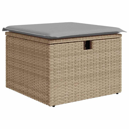 Havesofa Sæt med pude 7 pcs Beige Poly rattan