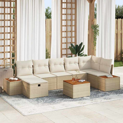 Havesofa Sæt 8 stk. Beige polyrattan
