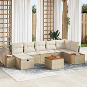 Havesofa Sæt med pude 8 pcs Beige Poly rattan