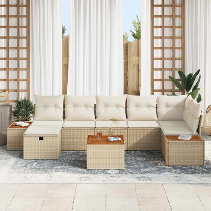 Havesofa Sæt 8 stk. Beige polyrattan