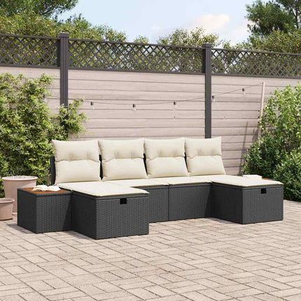 Havesofa Sæt 6 stk. Sort polyrattan