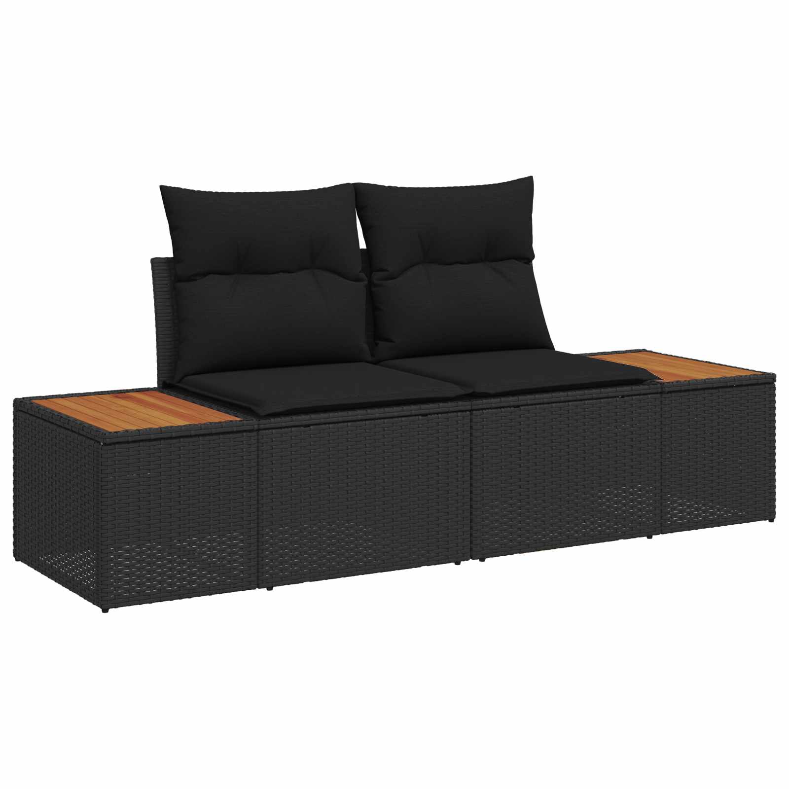 Havesofa Sæt med pude 6 pcs Sort 55 x 62 x 69 cm Poly rattan