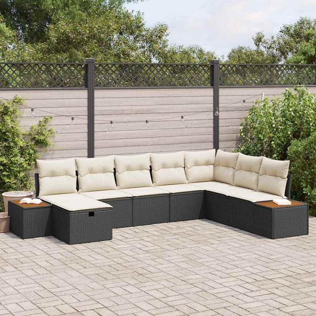 Havesofa Sæt med pude med opbevaring Sort polyrattan