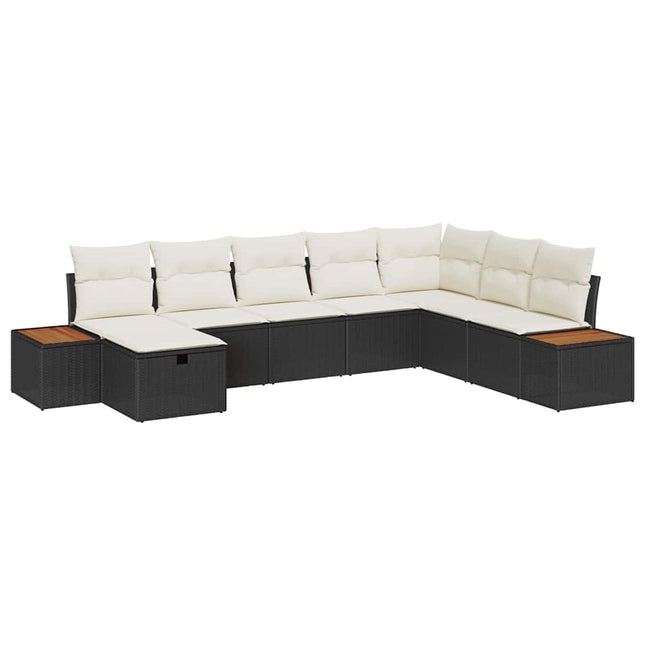 Havesofa Sæt med pude med opbevaring Sort polyrattan