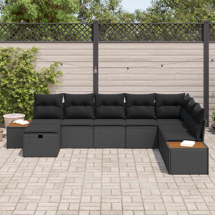 Havesofa Sæt med pude med opbevaring Sort polyrattan