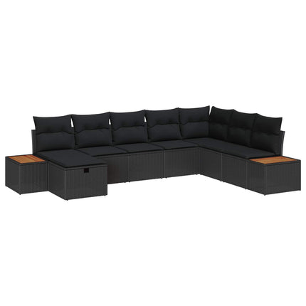 Havesofa Sæt med pude med opbevaring Sort polyrattan