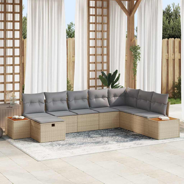 Havesofa Sæt med pude med opbevaring Beige polyrattan