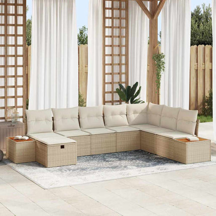 Havesofa Sæt med pude med opbevaring Beige polyrattan