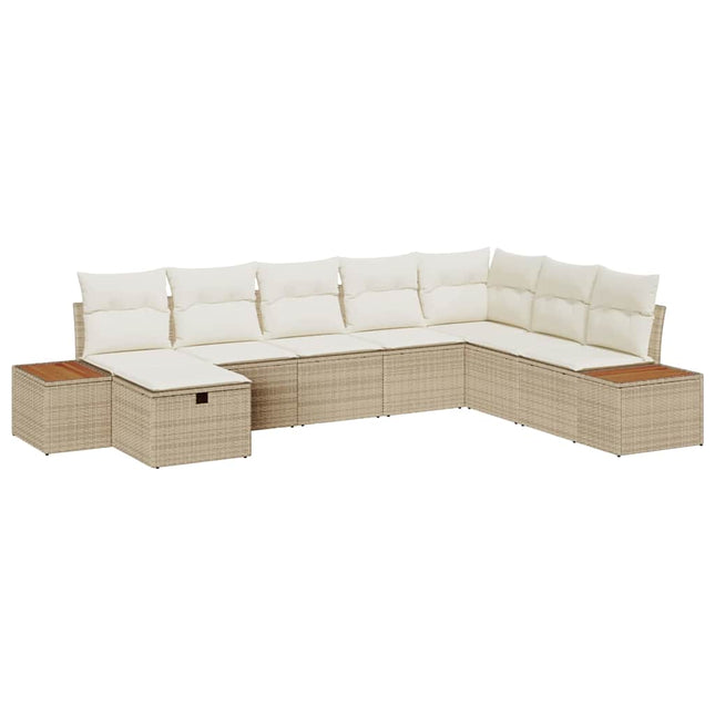 Havesofa Sæt med pude med opbevaring Beige polyrattan