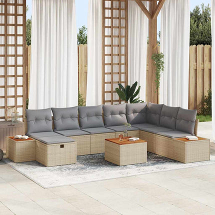 Havesofa Sæt 9 stk. Beige polyrattan