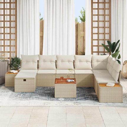 Havesofa Sæt 9 stk. Beige polyrattan