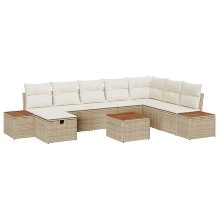 Havesofa Sæt 9 stk. Beige polyrattan